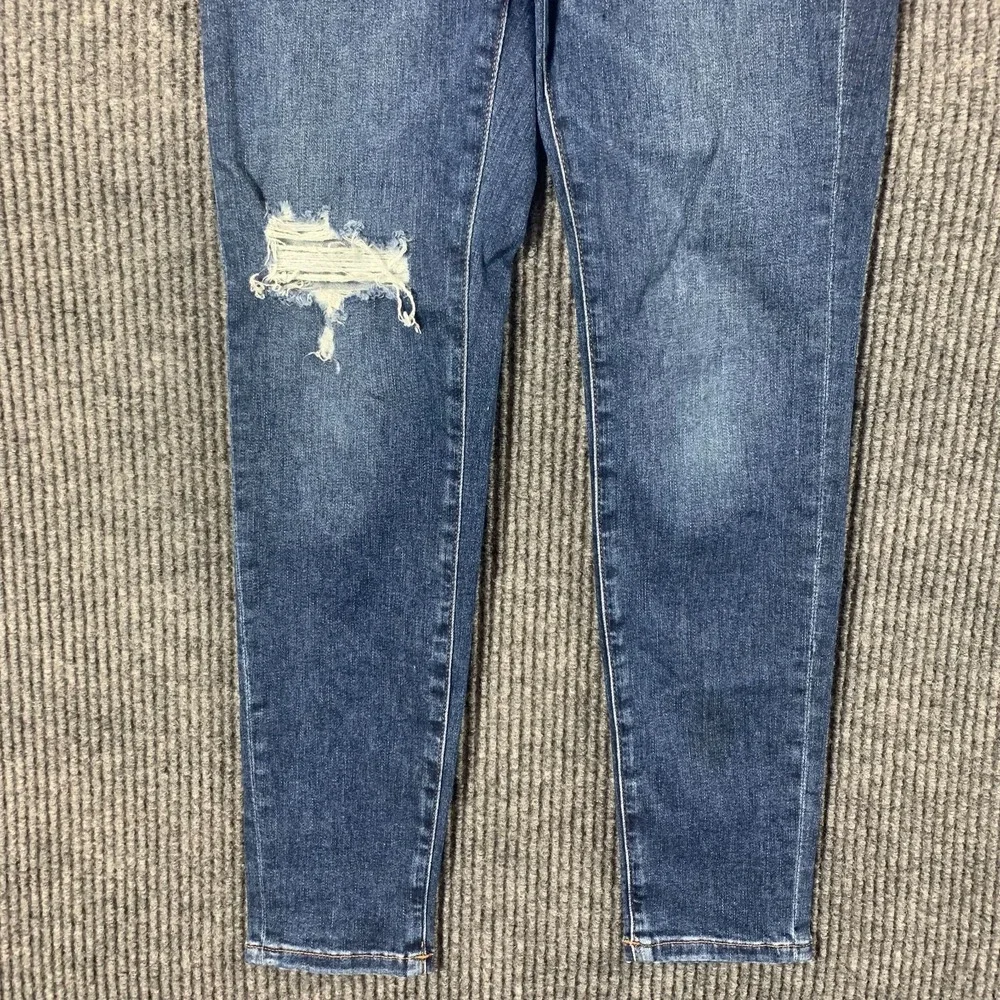 Express Jeans Womens 0 Blue Cropped‎ Skinny High Rise Ripped Distressed 28x25